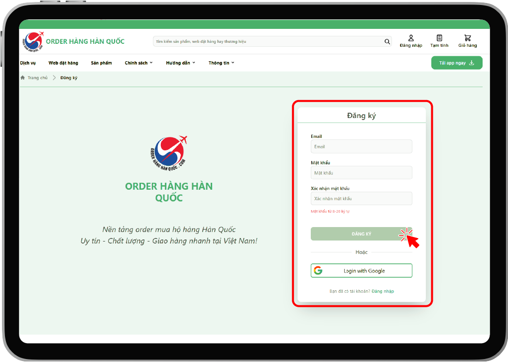 ORDER HÀNG HÀN QUỐC